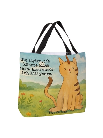 Mr. & Mrs. Panda Damen Schultertasche Einhorn Katze Design mit S... in Weiß