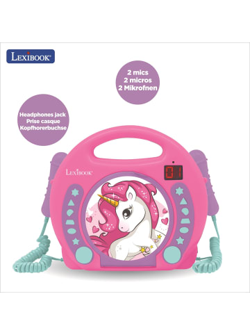 LEXIBOOK® Einhorn Tragbarer CD-Player mit 2 Mikrofonen