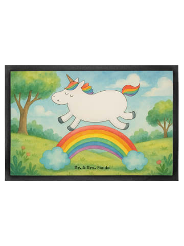 Mr. & Mrs. Panda Fußmatte Einhorn Regenbogen Design ohne Spruch in Weiß