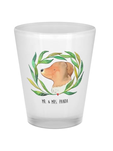Mr. & Mrs. Panda Schnapsglas Hund Blumen ohne Spruch in Transparent