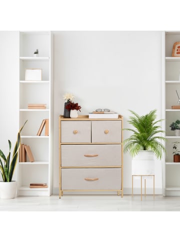 relaxdays Kommode in Natur/ Beige - (B)57,5 x (H)73 x (T)30 cm