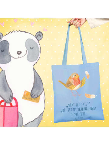 Mr. & Mrs. Panda Shopper Rotkehlchen Federn mit Spruch in Sky Blue