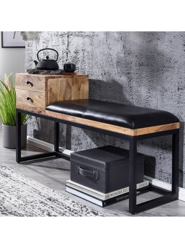 KADIMA DESIGN Retro-Sitzbank TEXAS, Moderner Retro-Stil aus Ziegenleder und Metall