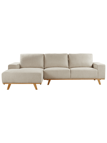 Beliani Ecksofa NORA in Beige/Braun - (W) 279 x (H) 77 x (L) 150 cm rechtsseitig