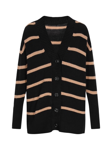 ROCKEASY Women Cardigan in Black Stripes