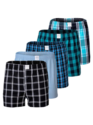 MG-1 Web-Boxershorts 5er Pack in Blau/Schwarz