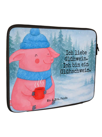 Mr. & Mrs. Panda Laptop Hülle Schwein Glühwein Design mit Spruch in Weiß