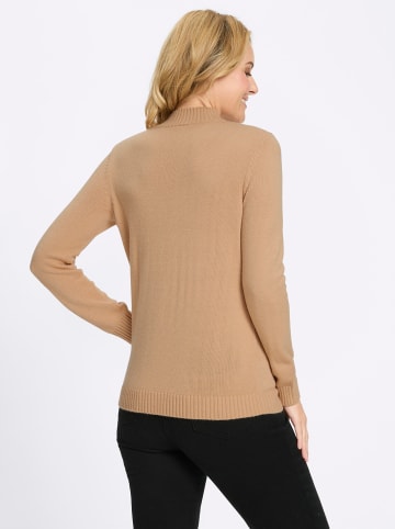 Sieh an! Stehkragen-Pullover in camel-schwarz