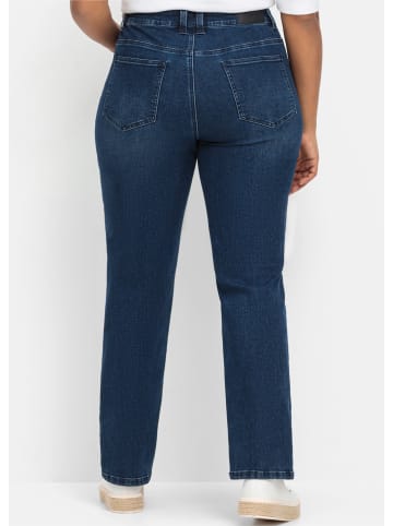 sheego Gerade Jeans in dark blue denim