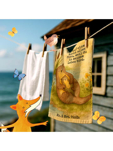 Mr. & Mrs. Panda Gästetuch Otter Kind Design mit Spruch in Weiß