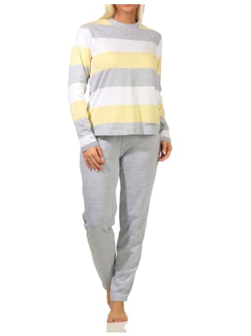 NORMANN Pyjama langarm Block Streifen - 64931 in gelb