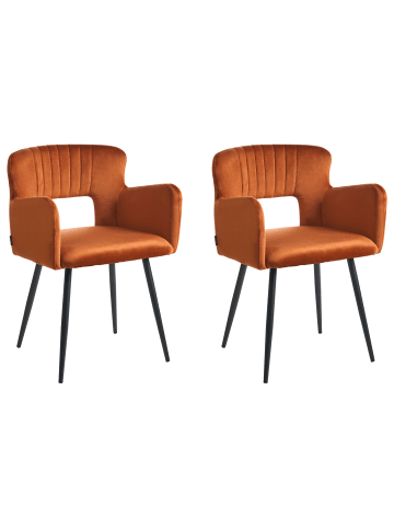 Beliani 2er-Set Esszimmerstuhl SANILAC in Orange/Schwarz