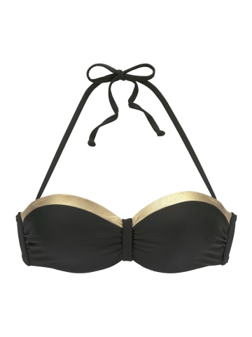 LASCANA Bügel-Bandeau-Bikini-Top in schwarz-goldfarben