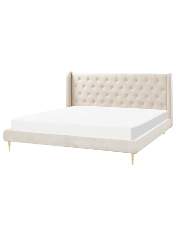 Beliani Doppelbett FORBACH in Beige/Gold - (W) 194 x (H) 106 x (L) 218 cm
