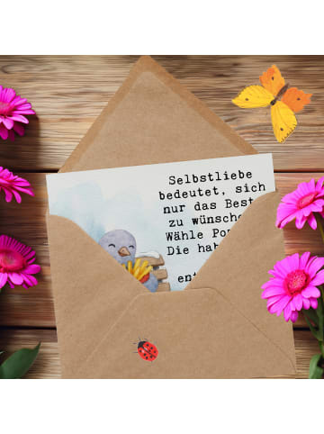 Mr. & Mrs. Panda Grußkarte Taube Winter Pommes Design mit Spruch in Weiß