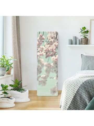 WALLART Garderobe - Kirschblütentanz auf Leinenstruktur in Creme-Beige