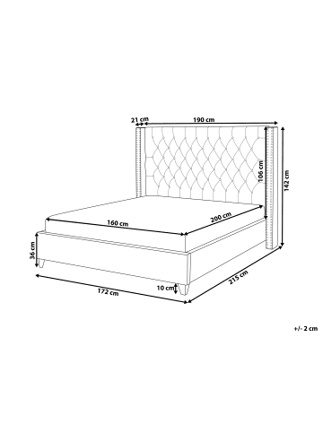 Beliani Doppelbett LUBBON in Rosa/Silber - (W) 189 x (H) 142 x (L) 215 cm