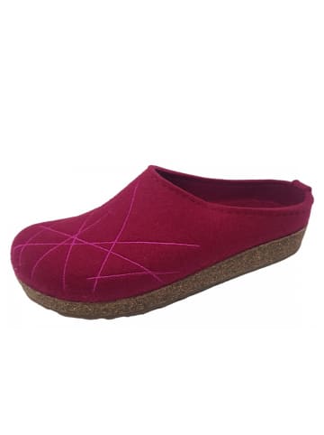 HAFLINGER Hausschuh Grizzly Mikado in Rot