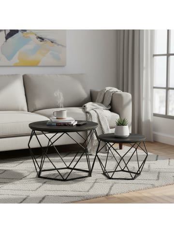 relaxdays 2-tlg. Couchtisch-Set in Schwarz