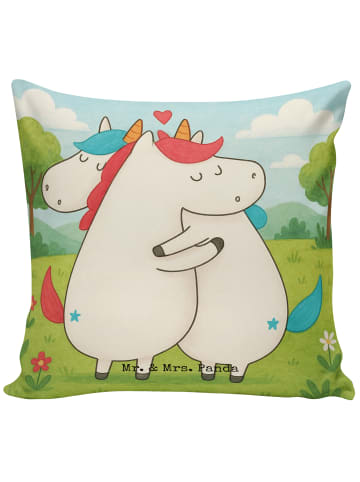 Mr. & Mrs. Panda Kopfkissen Einhorn Mitteilung Design ohne Spruch in Weiß