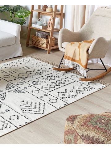 Beliani Kurzflor ALKENT in Weiß/Schwarz - (W) 140 x (H) 140 x (L) 200 cm