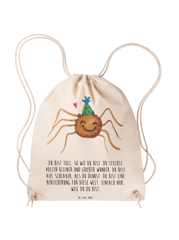 Mr. & Mrs. Panda Gymnastiktasche Spinne Agathe Party mit Spruch in Creme