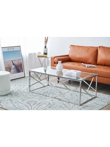SalesFever Cochtisch 120x60 cm Glasplatte Klar und Metallgestell in Silber