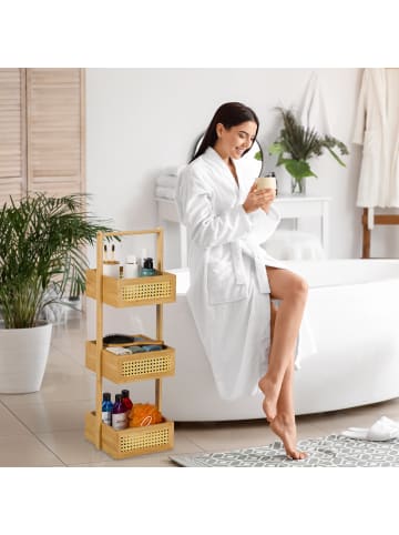 relaxdays Badregal in Natur - (B)27 x (H)83 x (T)26 cm