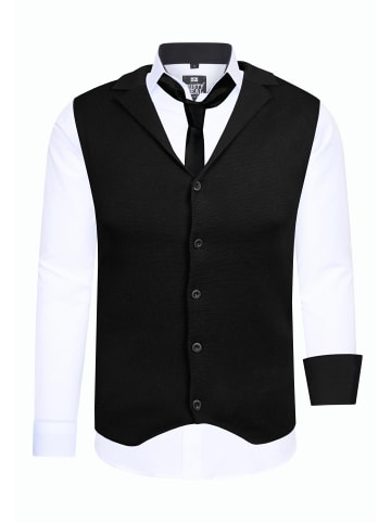 Rusty Neal Hemd mit Weste und Krawatte in Weiß / Schwarz