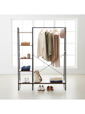 relaxdays Kleiderständer in Schwarz/ Braun - (B)120 x (H)160 x (T)45 cm