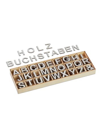 relaxdays 324tlg. Holzbuchstaben Set in Grau