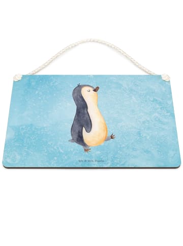 Mr. & Mrs. Panda holzbild Pinguin mHerzieren ohne Spruch in Eisblau