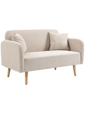 HOMCOM 2 Sitzer Sofa-130B x 70T x 80H cm-Cremeweiß