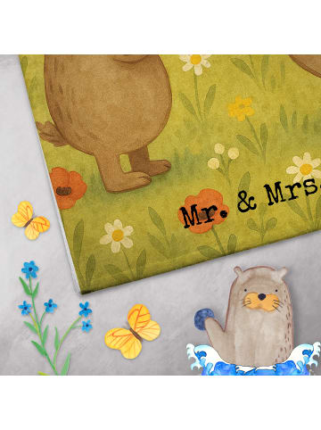 Mr. & Mrs. Panda Handtuch Klein Bären mit Hut Design mit Spruch in Weiß
