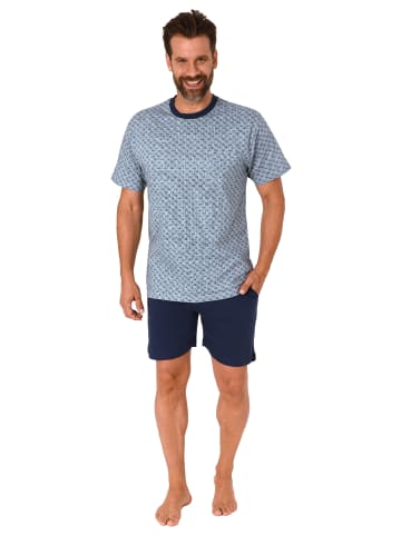 NORMANN kurzarm Schlafanzug Shorty Pyjama print - 78207 in marine