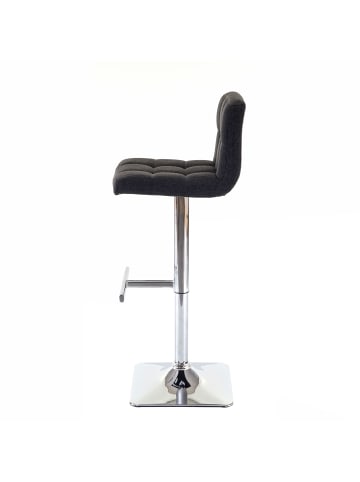 MCW 2er-Set Barhocker Cadiz mit Lehne, Stoff/Textil dunkelgrau, Chromfuß