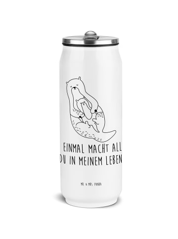 Mr. & Mrs. Panda Trinkflasche Otter Kind mit Spruch in Weiß