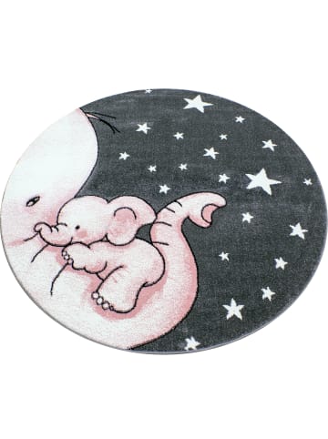 KADIMA DESIGN Kinderteppich Waschbar Elefant TASNA Strapazierfähig OEKO-TEX in Pink