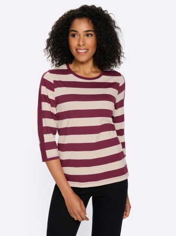 Sieh an! 3/4-Arm-Shirt in bordeaux-elfenbein-gestreift