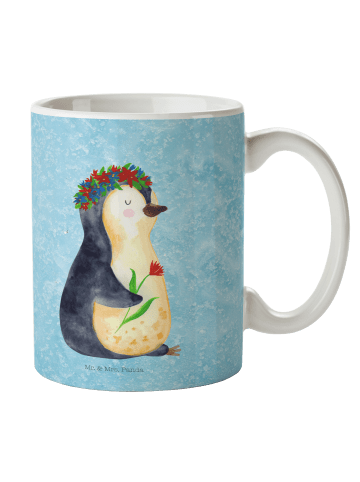 Mr. & Mrs. Panda Tasse Pinguin Blumen ohne Spruch in Eisblau