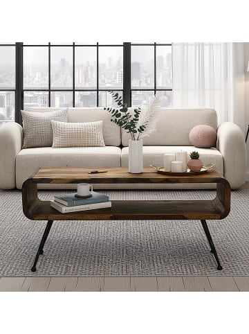 FineBuy Couchtisch in Braun / Sheesham / 100x40x45