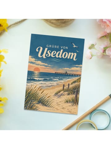 Grußkarte Küste nostalgisch Design mit Spruch in Weiß
