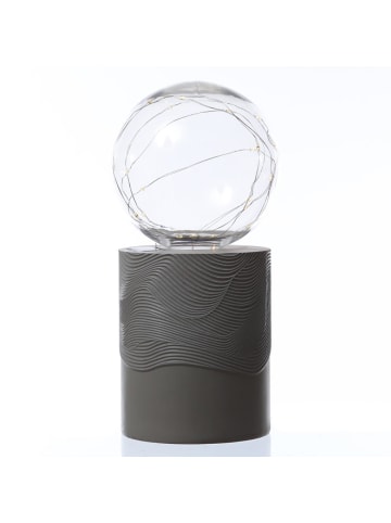 MARELIDA LED Solar Tischlampe Kugelleuchte für Außen H: 27cm in grau