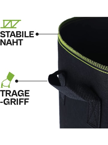 Praknu Pflanzsack 15L - 3 STK aus Vliesstoff mit 3 Schilder zum Beschriften