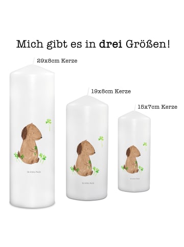 Mr. & Mrs. Panda Stumpenkerze Hund Kleeblatt ohne Spruch in Weiß