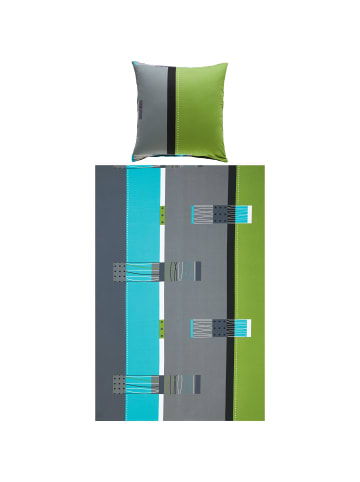 Erwin Müller Single-Jersey Bettwäsche in grün-grau