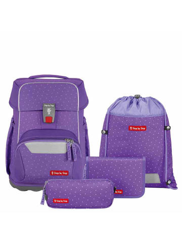 Step by Step Basis - Schulranzen Set 4tlg. (Blue Hearts) in Purple Konfetti