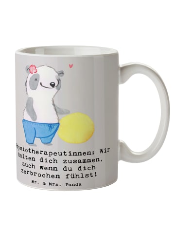 Mr. & Mrs. Panda Tasse Physiotherapeutin ZuMenschmenhalt mit Spruch in Grau Pastell