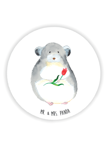 Mr. & Mrs. Panda Rund Magnet Chinchilla Blume ohne Spruch in Weiß