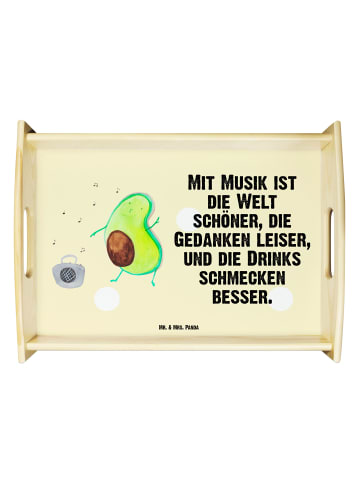 Holz Tablett Avocado Tanzen mit Spruch in Gelb Pastell